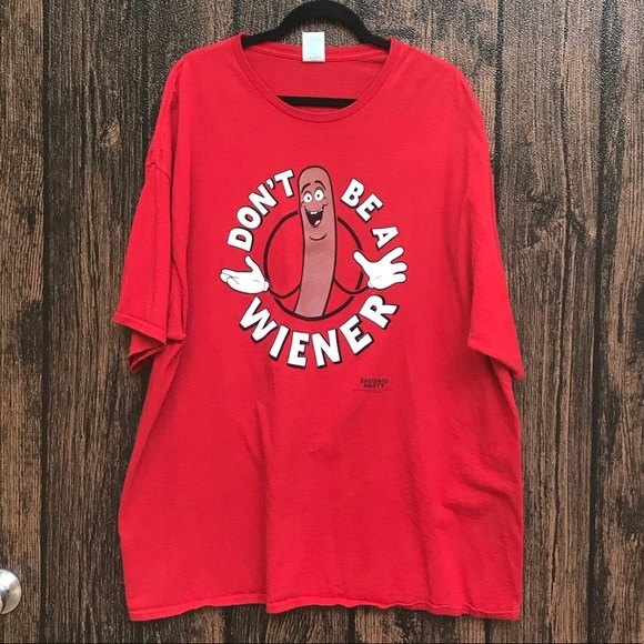 Don't Be A Wiener Sausage Party Red Short Sleeve T Shirt Mens Size 3XL - Picture 8 of 9